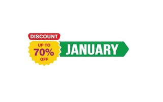 70 Percent JANUARY discount offer, clearance, promotion banner layout with sticker style. vector