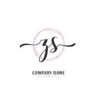 ZS Initial handwriting and signature logo design with circle. Beautiful design handwritten logo for fashion, team, wedding, luxury logo. vector