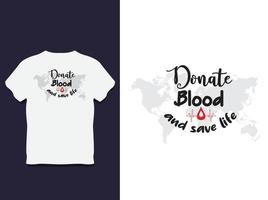 diseño de camiseta de tipografía de donante de sangre vector