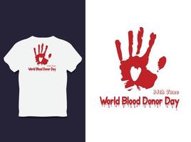 diseño de camiseta de tipografía de donante de sangre mundial vector