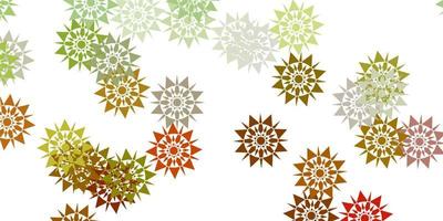 Light green, yellow vector background with christmas snowflakes.