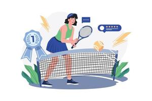 las niñas juegan al concepto de ilustración de tenis sobre fondo blanco vector