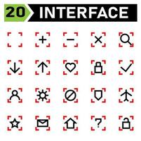 Interface icon include blank, square, interface, plus, add, new, open, minus, delete, remove, cross, close, search, looking, find, zoom, magnifying, download, arrow, down, upload, up, hearth, like vector