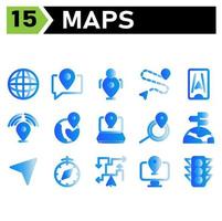 Maps And Navigation icon include globe, world, map, navigation, chat, communication, message, pin, user, road, location, destination, phone, place, signal, navigation, laptop, search, find vector