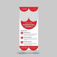 Corporate roll up banner stand template design, Promotion Banner template, x-banner, pull up, Advertisement, creative concept, Presentation, red and black Free Vector