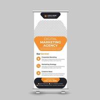 Digital marketing roll up banner design template, vertical, abstract background, pull up design, modern x-banner, rectangle size Free Vector