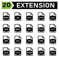 El ícono de extensión de archivo incluye xdna, sq, hyv, styk, u10, vok, mbg, xft, topc, h17, imt, pj2, ta9, tmx, wjr, ald, t12, prdx, seo, kdc, vector