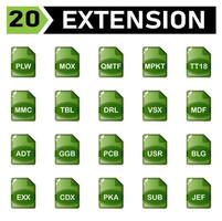 File extension icon include plw, mox, qmtf, mpkt, tt18, mmc, tbl, drl, vsx, mdf, adt, ggb, pcb, usr, blg, exx, cdx, pka, sub, jef, vector