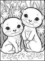 Cute Animals Coloring Pages for kids vector