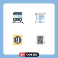 Universal Icon Symbols Group of 4 Modern Flat Icons of metro paper transportation document hotel Editable Vector Design Elements