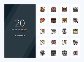 20 Ecommerce line Filled icon for presentation vector