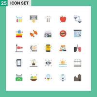 Pictogram Set of 25 Simple Flat Colors of sharing file chop computer food Editable Vector Design Elements