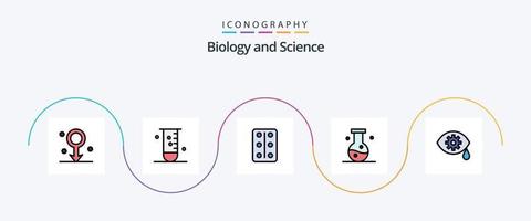 Biology Line Filled Flat 5 Icon Pack Including correction. experiment. science. compound. biology vector