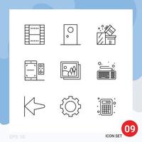 Pack of 9 creative Outlines of scan code interior eid package Editable Vector Design Elements