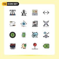 Set of 16 Modern UI Icons Symbols Signs for communication right key move arrow Editable Creative Vector Design Elements