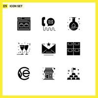 9 User Interface Solid Glyph Pack of modern Signs and Symbols of email christmas help beer lab Editable Vector Design Elements