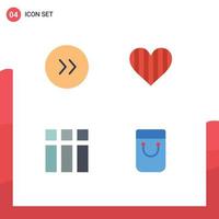 4 Universal Flat Icon Signs Symbols of arrows frame heart favorite layout Editable Vector Design Elements