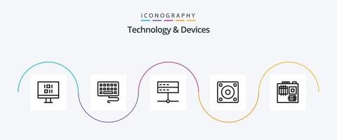 Devices Line 5 Icon Pack Including . hardware. server. computer. hard disk vector