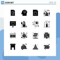 Pictogram Set of 16 Simple Solid Glyphs of buy apparel document lover house Editable Vector Design Elements