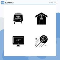 Pictogram Set of Simple Solid Glyphs of learining device board house pc Editable Vector Design Elements