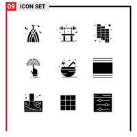 Set of 9 Modern UI Icons Symbols Signs for coconut analytic catalog digital touch Editable Vector Design Elements