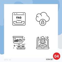 Universal Icon Symbols Group of 4 Modern Filledline Flat Colors of browser presentation faq data board Editable Vector Design Elements