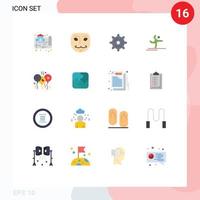 Universal Icon Symbols Group of 16 Modern Flat Colors of wedding love gear bloone performing Editable Pack of Creative Vector Design Elements