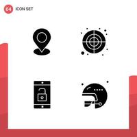 Modern Set of Solid Glyphs Pictograph of location mobile pin shape unlock Editable Vector Design Elements