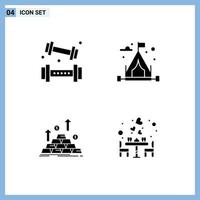 Stock Vector Icon Pack of 4 Line Signs and Symbols for activities coin lifting hobbies money Editable Vector Design Elements