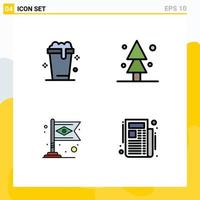 Set of 4 Modern UI Icons Symbols Signs for glass brazil cleaning spruce flag Editable Vector Design Elements