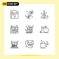 9 Creative Icons Modern Signs and Symbols of festival data bucket poll bars Editable Vector Design Elements