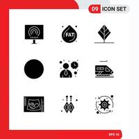 Pictogram Set of 9 Simple Solid Glyphs of user interface feather wifi connection Editable Vector Design Elements