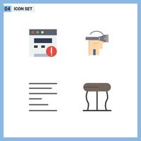 4 Creative Icons Modern Signs and Symbols of alert text virtual technology interior Editable Vector Design Elements