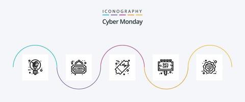 Cyber Monday Line 5 Icon Pack Including discount. offer. price. discount. board vector