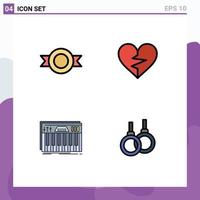 Set of 4 Modern UI Icons Symbols Signs for label keyboard heart favorite midi Editable Vector Design Elements