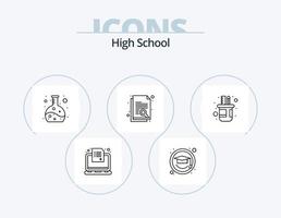 High School Line Icon Pack 5 Icon Design. . flask. globe. experiment. search vector