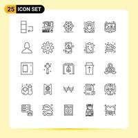 25 Universal Line Signs Symbols of communication shop machine pin location Editable Vector Design Elements