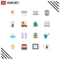 Set of 16 Modern UI Icons Symbols Signs for phone heart connection ecg internet Editable Pack of Creative Vector Design Elements