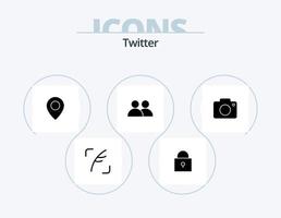 twitter glyph icon pack 5 diseño de iconos. cámara. imagen. localización. gorjeo. usuario vector
