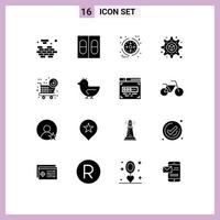 Solid Glyph Pack of 16 Universal Symbols of goose new item management new item setting Editable Vector Design Elements