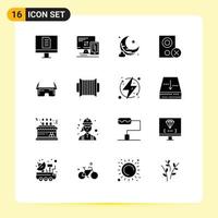 16 Thematic Vector Solid Glyphs and Editable Symbols of medical virtual new moon remove gadget Editable Vector Design Elements