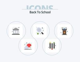 Back To School Flat Icon Pack 5 Icon Design. . speech. racket. seminar. dais vector