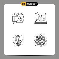 Pictogram Set of 4 Simple Filledline Flat Colors of cube nature squares test tubes cell Editable Vector Design Elements