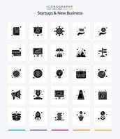 Creative Startups And New Business 25 Glyph Solid Black icon pack  Such As cash in hand. hand. cash. graph. analysis vector