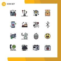 Mobile Interface Flat Color Filled Line Set of 16 Pictograms of bug reward technology gold box Editable Creative Vector Design Elements