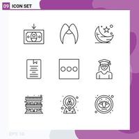 Group of 9 Outlines Signs and Symbols for learning education moon e ramadhan Editable Vector Design Elements