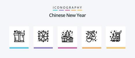 paquete de iconos de la línea 5 del año nuevo chino que incluye linterna. China. China. ying Shui. diseño de iconos creativos vector