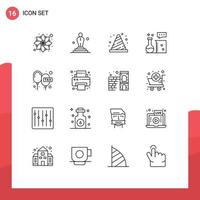 Pictogram Set of 16 Simple Outlines of science lab chemistry laboratory attention chemistry lab sign Editable Vector Design Elements