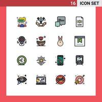 Modern Set of 16 Flat Color Filled Lines Pictograph of gear file arrow economy banking Editable Creative Vector Design Elements