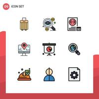 conjunto de 9 iconos de interfaz de usuario modernos símbolos signos para educación mapa impuestos desarrollo informático elementos de diseño vectorial editables vector